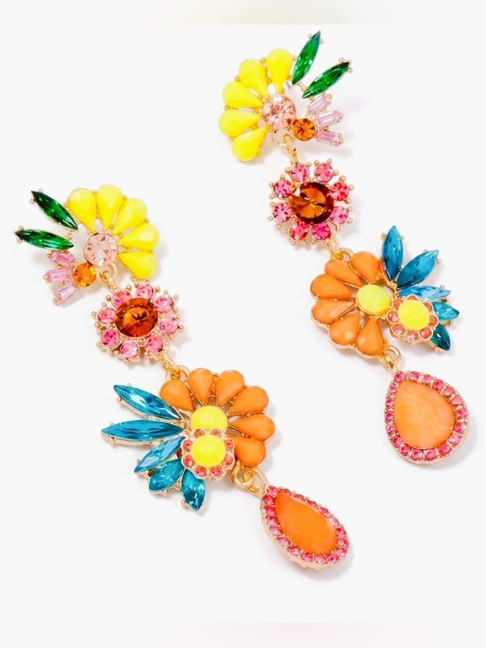 Boho Sunflower Drop Earrings Statement Floral Dangle |Vibrant Summer Jewelry - Picture 2 of 4